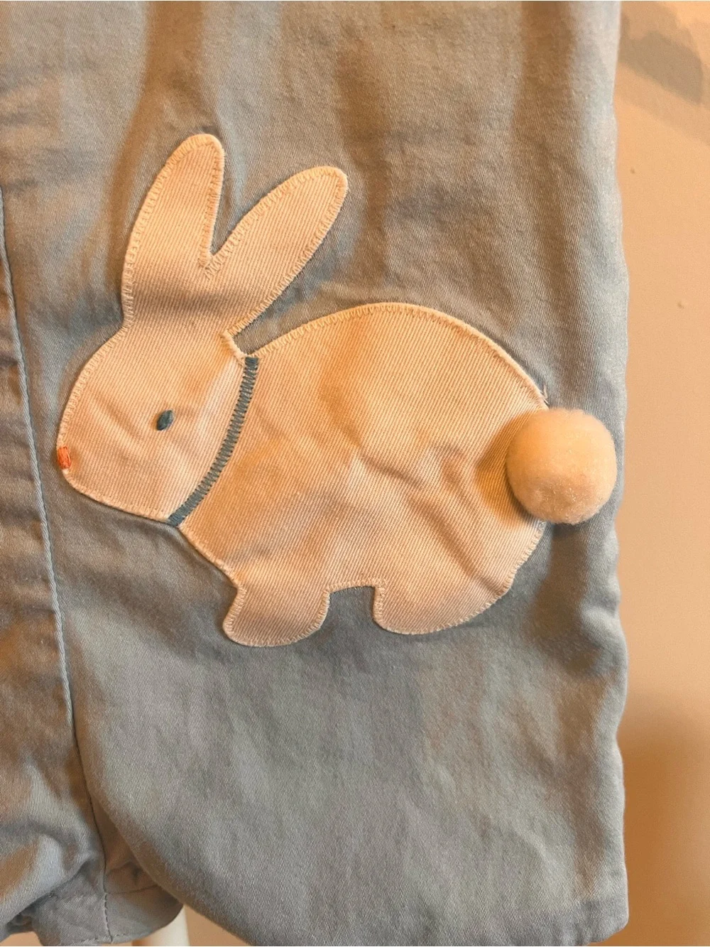 Light Blue Bunny Appliqué Kids Romper